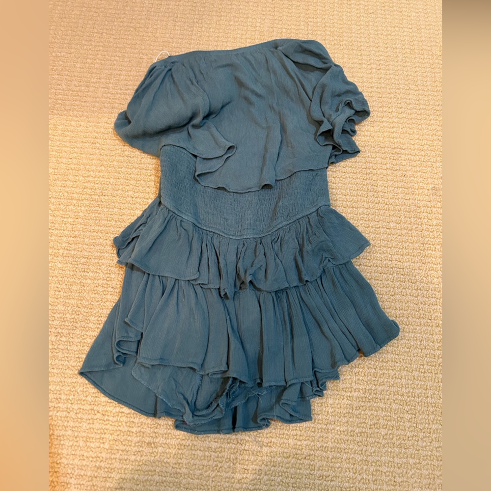 The Impeccable Pig Teal Strapless Romper - Size: Small